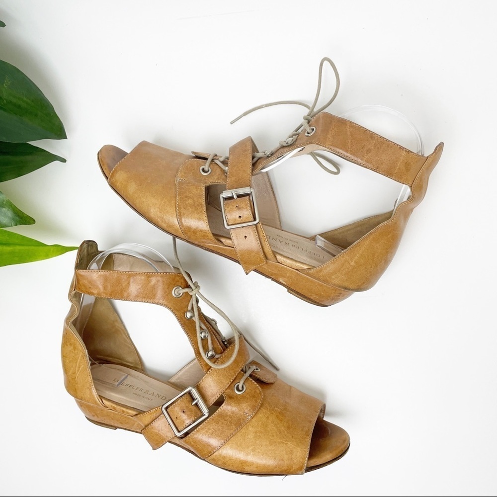 LOEFFLER RANDALL Women's Ynez Leather Lace up Sandal in Tan 8